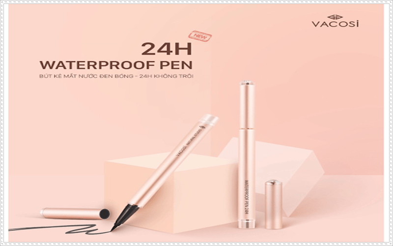 Cây kẻ mắt Vacosi Waterproof Pen Eyeliner rất bền màu lên đến 24 giờ